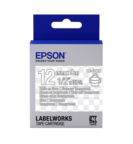 Epson LK-4TWN Ribbon White on Transparent 9mm x 9m